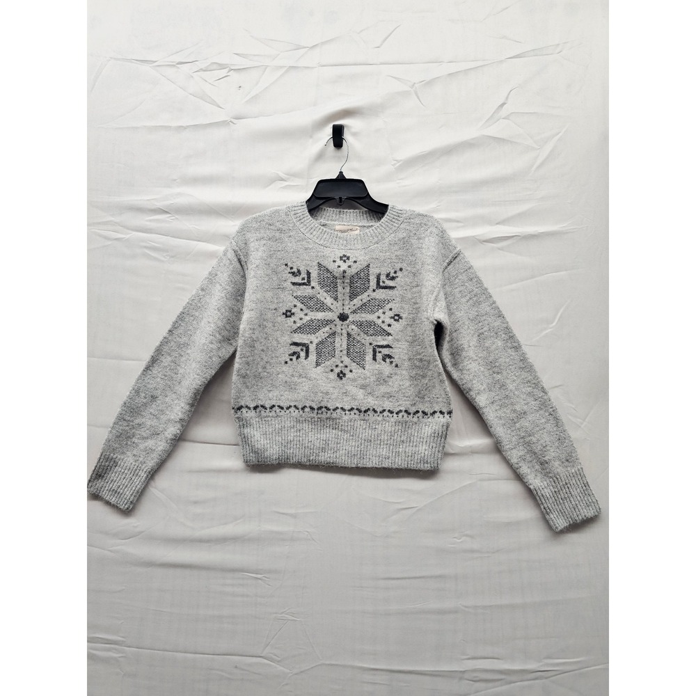 Universal Thread Womens Snowflake Crewneck Sweater Grey Fair Isle XS 013035528
